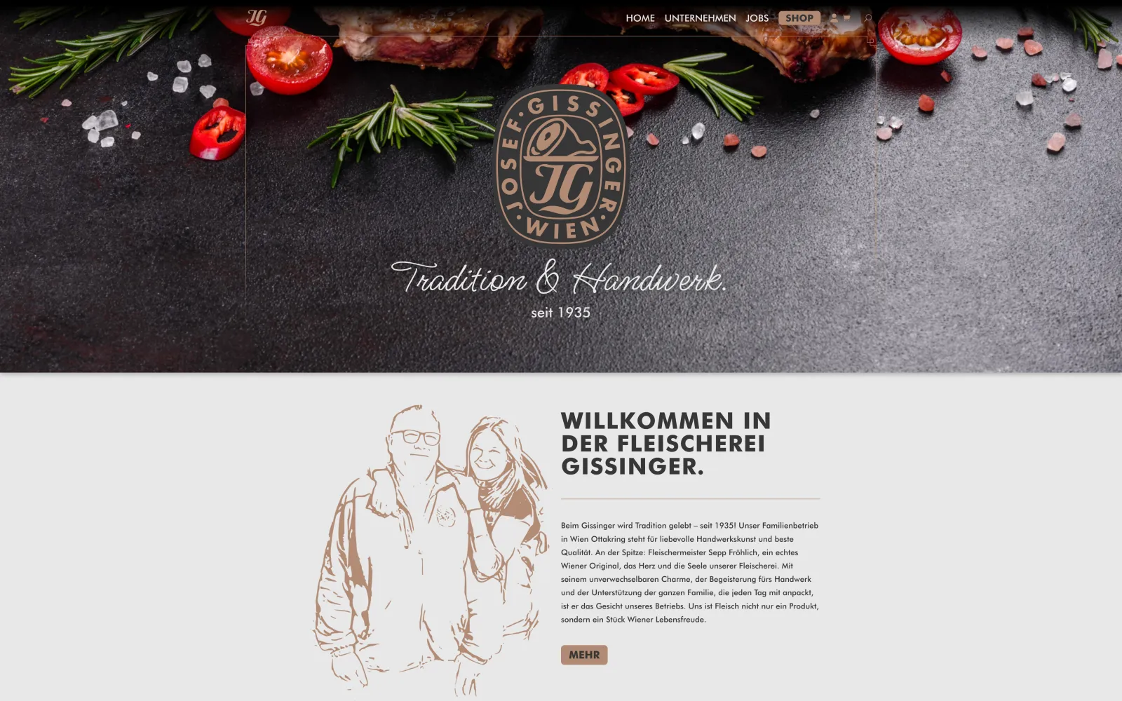 Startseite der Fleischerei Gissinger