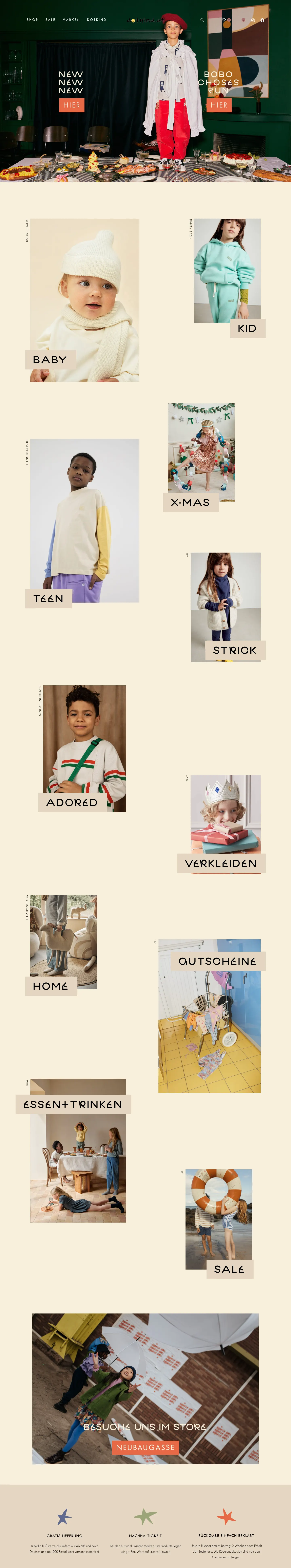Die ganze Startseite von dotkind